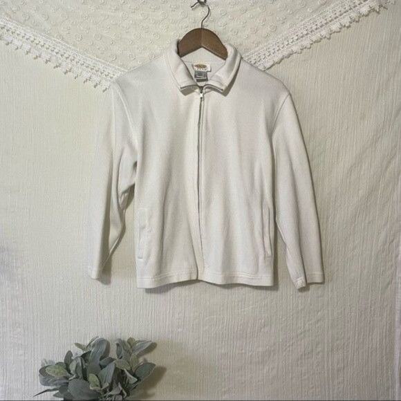 Talbots White Full Zip Jacket Size Petite Large - Picture 3 of 12